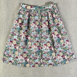 Vintage Koret Midi Skirt Womens 16 Green Pink Floral Grandma Prairie Cottage Y2K